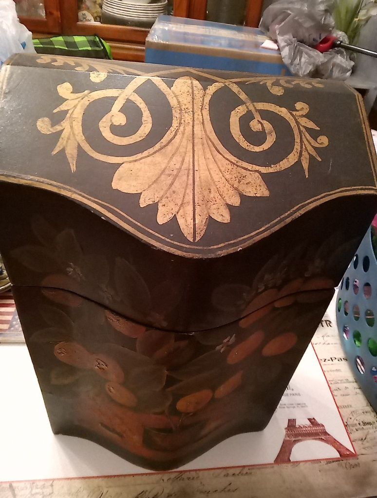 antique stationary tole solid wood box.